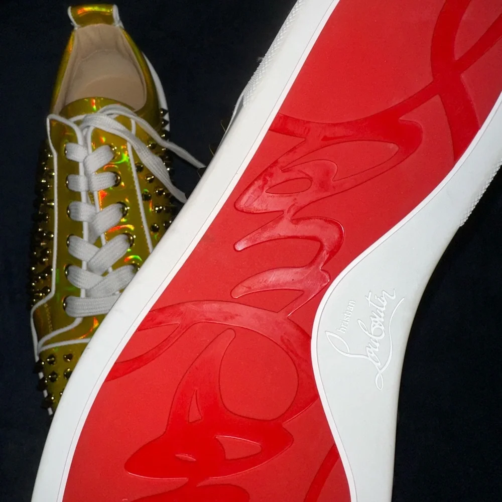 Christian Louboutin Yellow Spiked Sneakers - Picture 4 of 10